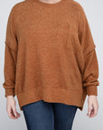 Zenana Plus Brushed Melange Drop Shoulder Sweater