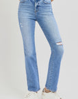 RISEN Full Size Distressed High-Rise Ankle Straight Jeans