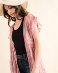 Chiffon Embroidery Lace Kimono Duster Cardigan