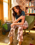 Mocha Cow Print Flared Pants