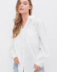 Textured Gauze Button Down Puff Sleeve Blouse