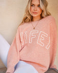 And The Why WIFEY & Heart Round Neck Sweater