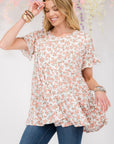 Celeste Full Size Floral Ruffled Short Sleeve Blouse