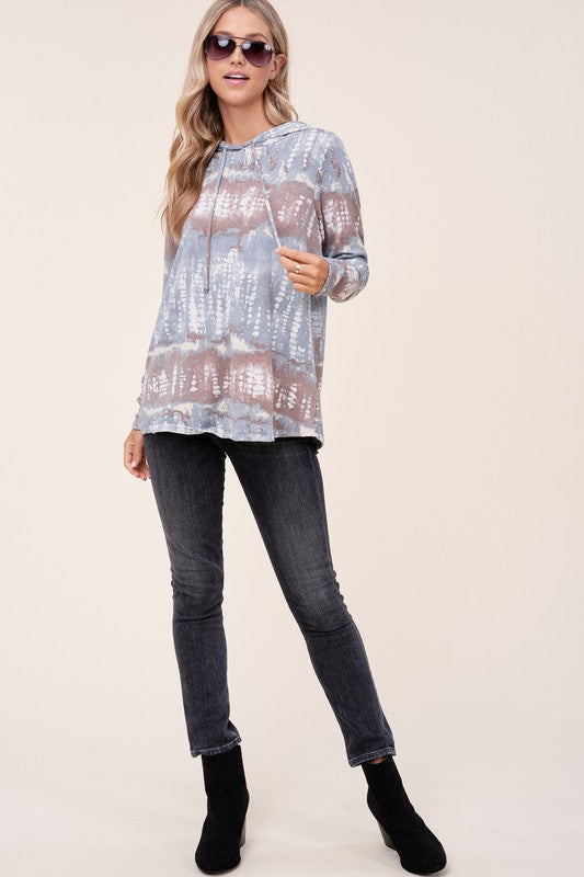 e Luna Terry Tie Dye Long Hoodie PLUS Top