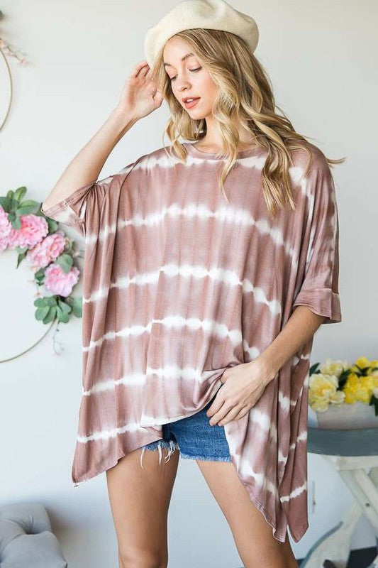 Jade By Jane Striped Tie Dye Round Neck Tunic Plus