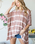 Jade By Jane Striped Tie Dye Round Neck Tunic Plus