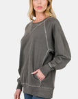 Zenana Round Neck Long Sleeve Sweatshirt