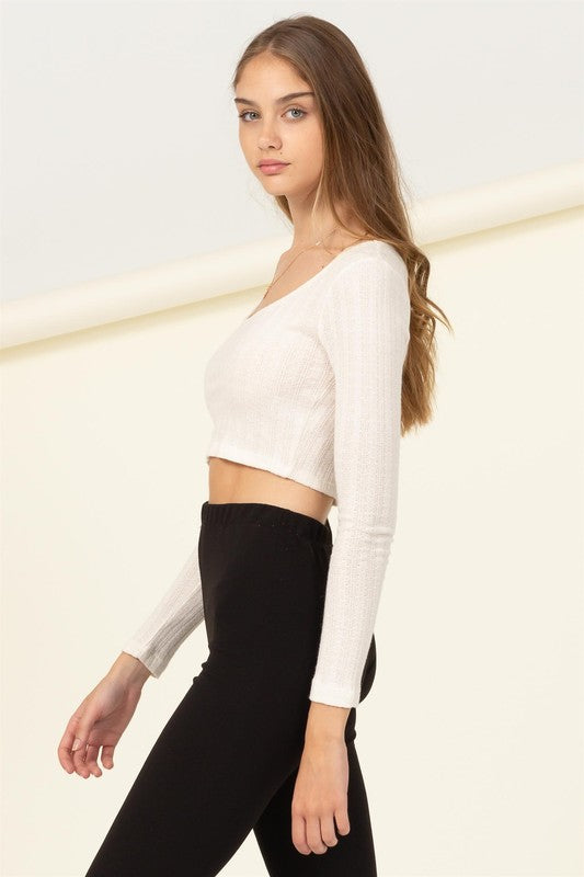 HYFVE Scoop Neck Long Sleeve Crop Top