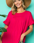 e Luna PLUS Solid Ruffled Sleeve Baby Doll Top