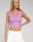 Zenana Ribbed Scoop Neck Cropped Sleeveless Top