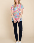 BOMBOM Floral Short Sleeve T-Shirt