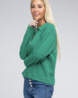 Zenana Brushed Melange Hacci Collared Sweater