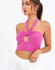 LE LIS Halter Bandeau Crop Top