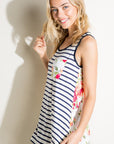 e Luna Striped Floral Mix Tank