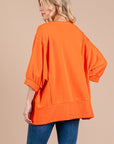 Ces Femme Side Slit Drop Shoulder Puff Sleeve Sweatshirt