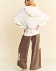 Davi & Dani Flower Patch Elastic Waist Wide Leg Pants