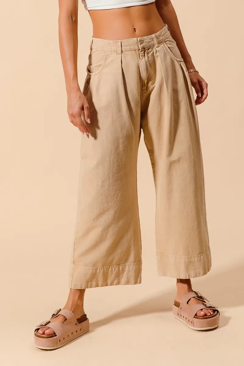 SO ME Mid Rise Wide Leg Chino Pants With Pockets