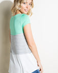 e Luna PLUS Striped Solid Color Block Top