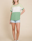 BOMBOM Color Block Short Sleeve T-Shirt