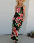 e Luna Floral Halter Pocket Maxi Dress