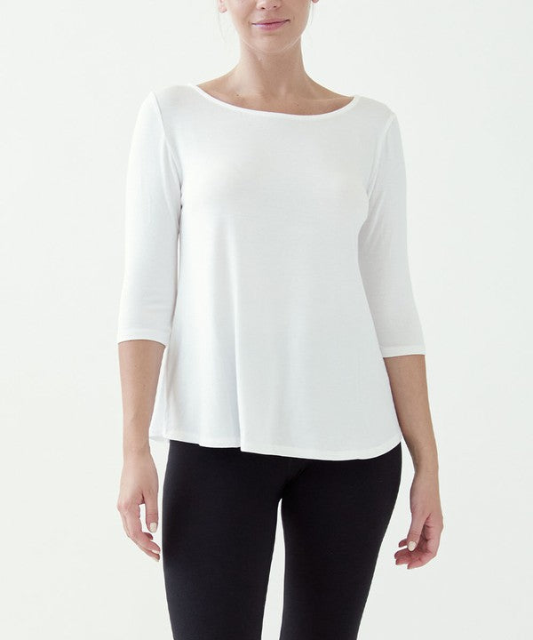 Fabina Bamboo Boatneck Elbow Sleeve Top