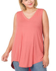 Zenana Plus Luxe Rayon V-Neck Hi Low Top - My Pampered Life Seattle