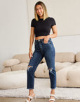 RFM Crop Dylan Full Size Tummy Control Distressed High Waist Raw Hem Jeans