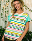 e Luna Multi Stripe Mixed Top