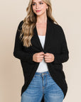 BOMBOM Open Front Waffle Knit Cocoon Cardigan