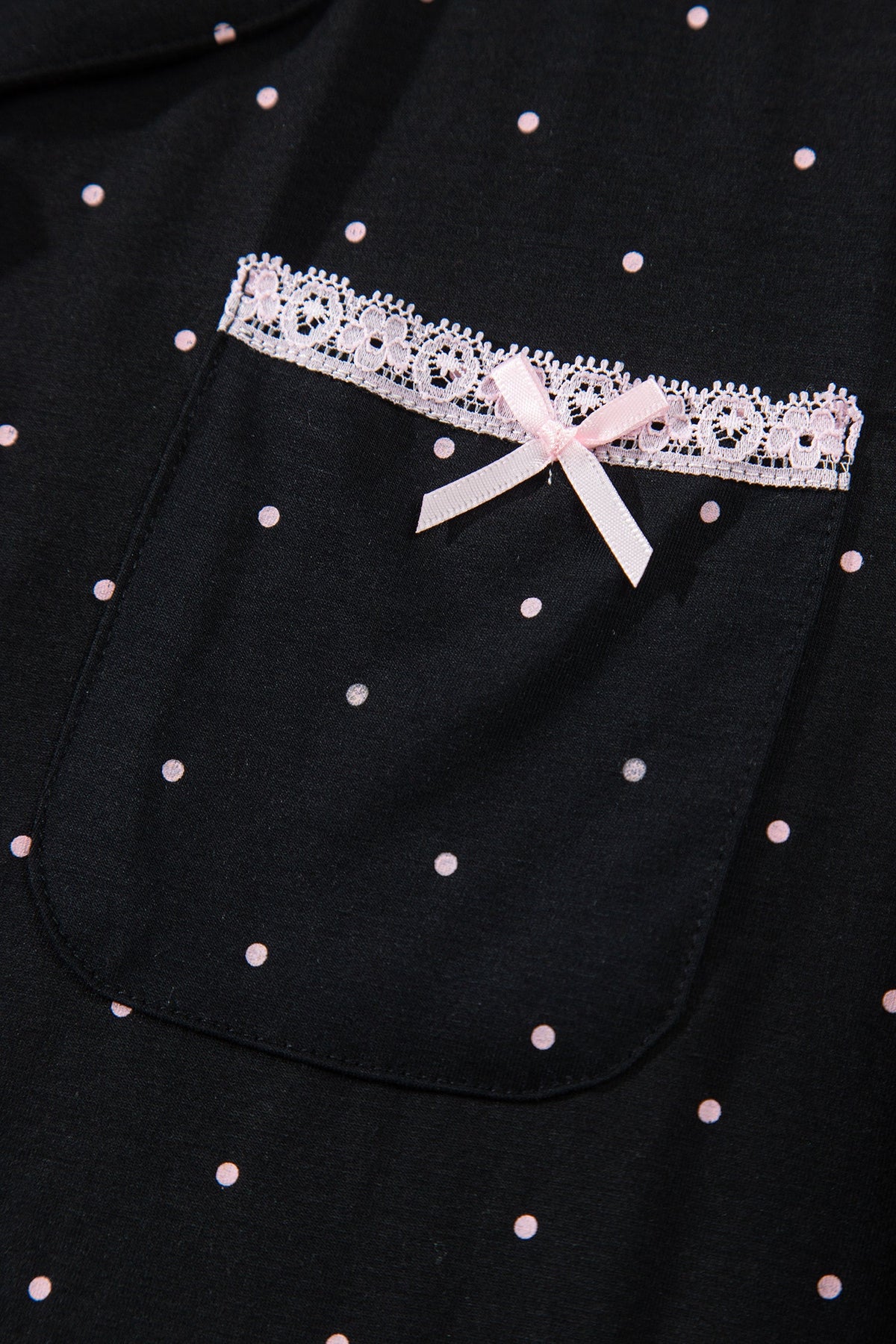 Black Polka Dot Button-Front Pajama Set