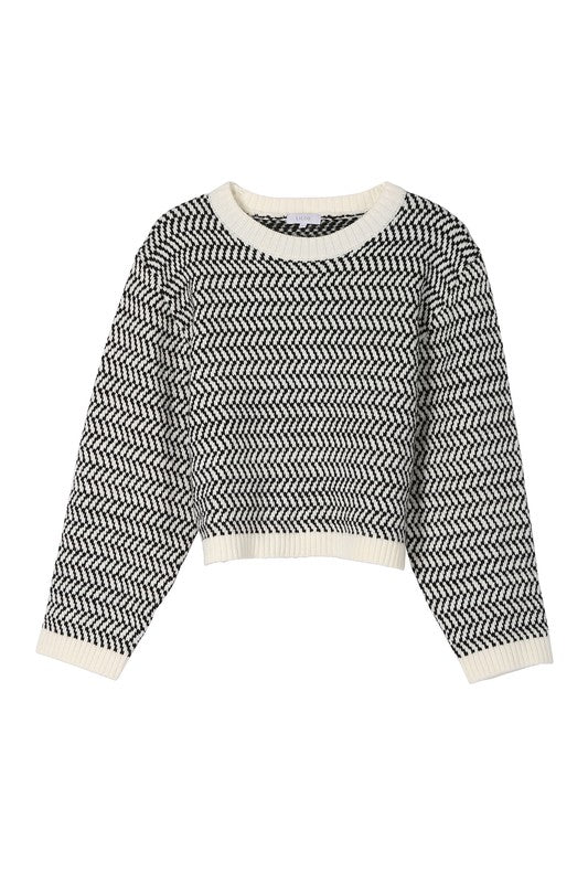 Lilou Herringbone Crew Neck Sweater