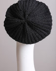 Boucle Rib Knit Beret in Black