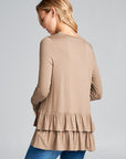 e Luna Ruffle Bottom Long Sleeve Tunic