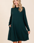 Mittoshop Mock Neck Long Sleeve Dress with Pockets