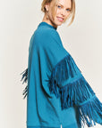 Jade By Jane Silver Studded Fringe Sleeve Top