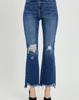 RISEN High Rise Distressed Crop Flare Jeans