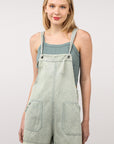 VERY J Washed Frayed Hem Denim Overall