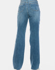 Judy Blue Full Size Tummy Control Cut Raw Hem Straight Jeans