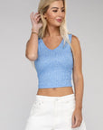 Zenana Ribbed Scoop Neck Cropped Sleeveless Top