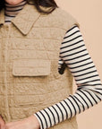 Annie Wear Texture Quilted Snap Down Vest Coat