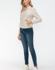 Snobbish PU Leather Zip Up Jacket with Pockets