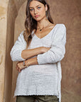 ADORA High-Low Side Slit V-Neck Sweater