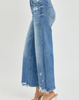 Sz 15 (32) Risen High Rise Side Slit Raw Hem Cropped Jeans