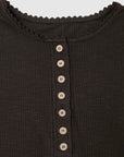 Henley Neck Tee with Lace Trim