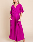 BOMBOM Surplice Maxi Dress with Pockets