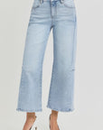 RISEN Full Size High Rise Seamed Detail Wide Leg Crop Jeans