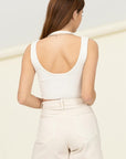 HYFVE Perfect Girl Ribbed Open-Back Crop Top
