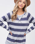 Plus Big Stripe Sweatshirt Top - Online Only