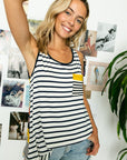 e Luna PLUS Mixed Stripe Pocket Tank