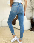 Judy Blue Full Size Mid Rise Destroy & Cuff Skinny Jeans